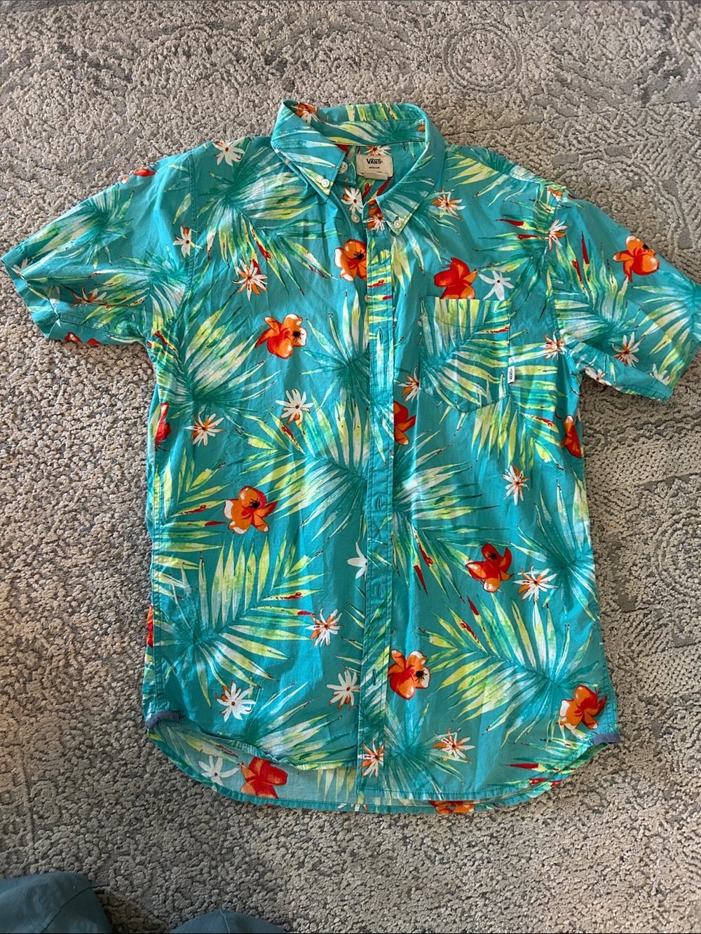 Vans Turquoise Tropical Floral Button-Down Shirt